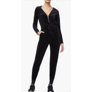 Good American Hooded Velour Jumpsuit